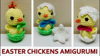 Crochet EASTER CHICKENS TOYS, cute CHIP CHIP CHICKS AMIGURUMI, for beginners + free written pattern