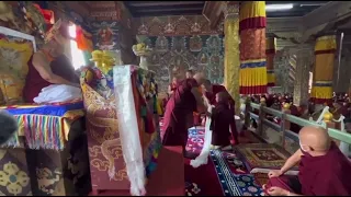 Thuksey Rinpoche’s Yangsid offering Kusung Mendrel to HH Sakya Trichen in Bhutan | April 2024