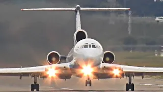 Ту-134 грохочет. Ту-154 поёт. Два оглушительных самолета на взлёте из Сочи.