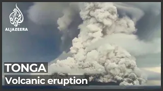 Tsunami waves crash ashore in Tonga after volcanic eruption
