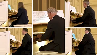 FIVE Organists Perform Bach's Brandenburg Concerto No. 3, Final Mvt.