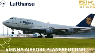 LUFTHANSA BOEING 747 TAKEOFF & LANDING at Vienna Airport | 4K Planespotting