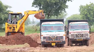 JCB 3dx Backhoe Fully Loading Mud in Tata 2518 Ex Truck and Tata Dump Truck
