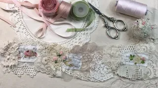 Tutorial - Create a snippet roll (part 1) with silk ribbon roses and embroidery & slow stitching.