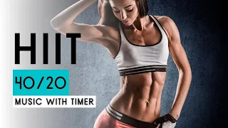 Hiit Music With Timer // 40 seconds work 20 seconds rest