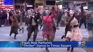 Flash mob performs "Thriller" dance in Times Square
