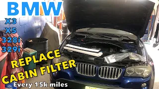 Replace cabin filter on any BMW 2007 X3 under hood can filter