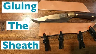 Making a leather knife sheath part 3, DIY Cross draw knife sheath gluing the sheath