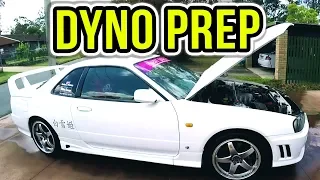 DYNO PREP FOR R34 NISSAN SKYLINE!