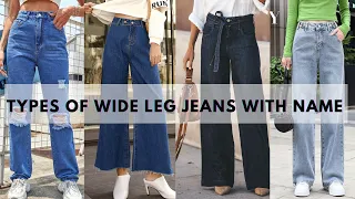 wide leg jeans/types of wide leg jeans with name/Korean types wide leg jeans/Trendy Fashion