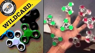 Most Fidget Spinners Spinning On One Hand!