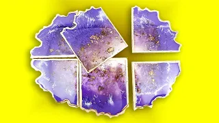 DIY Amethyst Resin Geode Coasters