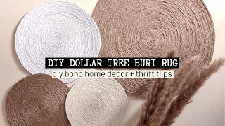 Easy DIY DOLLAR TREE BURI RUG | Minimalist Aesthetic Boho Home Decor | DIY Scandinavian Thrift Flips