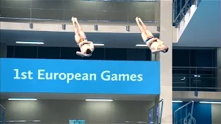 Baku 2015 European Games - Men's 3m Syncronised Springboard - Final - in English.