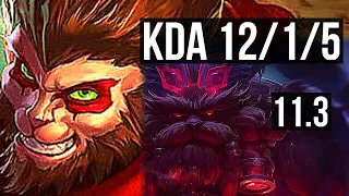 WUKONG vs ORNN (TOP) | 12/1/5, 2.0M mastery, 400+ games, Dominating | EUW Diamond | v11.3