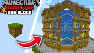 I Built a GIANT AQUARIUM in ONE BLOCK SKYBLOCK in Hardcore Minecraft!!