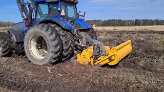 Новая финская фреза ротоватор Mericrusher MJS 244STG на базе трактора VALTRA  Расчистка залежных зем