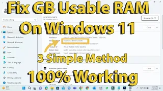 How to Fix GB Usable RAM Problem on Windows 11 || 3 Simple Method 2024
