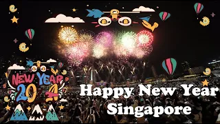 Singapore Welcomes 2024 Year with Fireworks || New Year Celebration(4K, Full HD)#marinabaysingapore