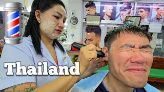 💈HAIRCUT w/ Ear Shave & Shoulder Massage (Electric Shaver Nose & Eyebrow Trim) Pattaya, Thailand 🇹🇭