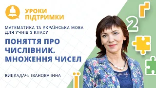 Урок з математики та української мови «Поняття про числівник. Множення чисел» для 3 класу