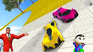 GTA 5: Sinchan & FRANKLIN Stunt Race But No Checkpoint Challenge in GTA 5! (GTA 5 mods)