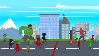 Super Hero: Color Team Hulk Of Color Team Spider-Man : Who Is Stronger? | MARVEL MOVIE ANIMATION
