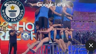 Trampoline team attend amazing forward flips into a platform - Guinness world Records