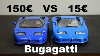 Bburago Bugatti for 15€ VS Autoart Bugatti for 150€