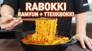 5 Minute RABOKKI l Tteokbokki with Ramyun (Korean Spicy Rice Cake with Ramyun Noodles)