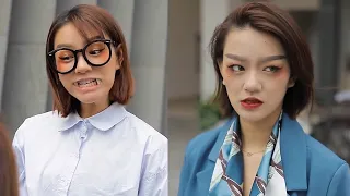 Ugly girl becomes hot and beautiful || Never treat people with appearances . 月紫玉，抖音中国，白马小志 #1
