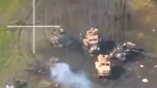 Collision with mines of a large column of Ukrainian armored vehicles near Novodarovka