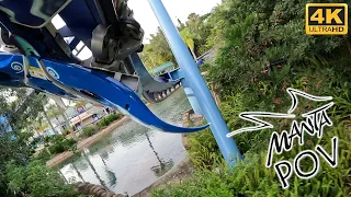 Manta POV (Front Row, 4K 60FPS), SeaWorld Orlando Bolliger & Mabillard Flying Coaster | No-Copyright