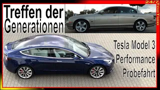 Tesla Model 3 Performance Probefahrt ✔ Treffen der Generationen [ Jaguar S-Type ] E-Auto E-Mobilität