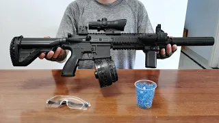 M416 Gel Blaster with Drum Unboxing 2022   Electric Splatter Ball Toy Gun mp4