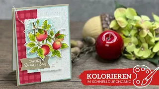 Koloration Apfelernte in Aquarelltechnik