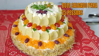 BOLO SALGADO DE FESTA PARA 25 PESSOAS