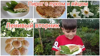 Ленивый вторник) Пирог с зелёным луком и яйцом)😋