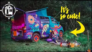 Vanlife Europe in a colorful hippy van - it's bigger than you think!