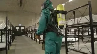 Hazmat drill with chemical suits - B-roll