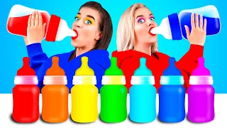 Desafío loco de DULCES DE GOMITA EMBOTELLADOS | Dulces en botellas de colores por BooBoom Challenge