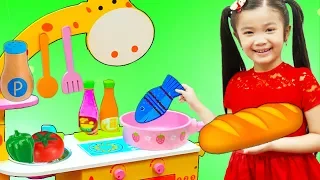 Hana Pretend Play w/ Cute Animal Kitchen Cooking Toy Kids Playset