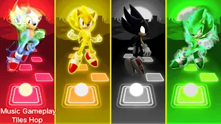 Hyper Sonic - Super Sonic - Dark Sonic - Green Hill Sonic | Sonic Team Tiles Hop EDM Rush