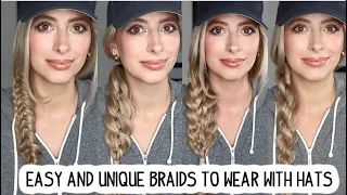 4 EASY & UNIQUE SIDE BRAIDS TO WEAR WITH HATS! Long Hairstyles