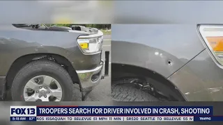 Troopers search for driver involved in crash, shooting | FOX 13 Seattle