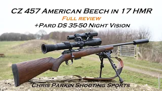 CZ 457 American Beech Stock 17 HMR, Full Review and Hunting with PARD DS 35-50 Night Vision