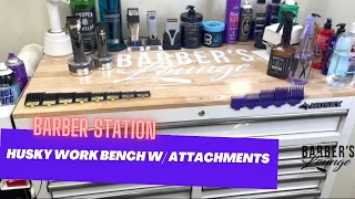 🐺 HUSKY Mobile 💈 Barber Station Work Bench Review @HomeDepot  ULTIMATE Set Up Barbershop