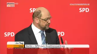 Martin Schulz und Andrea Nahles zur Einigung beim Koalitionsvertrag am 07.02.18