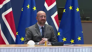 Charles Michel eudebates with Erna Solberg, Prime Minister of Norway