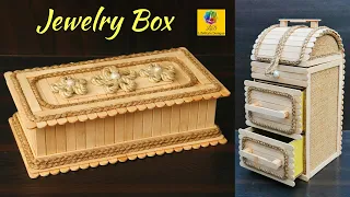 DIY Handmade Jewelry Storage Box with Jute, Ice-Cream & Bamboo Sticks | Jewelry Organizer Box Design